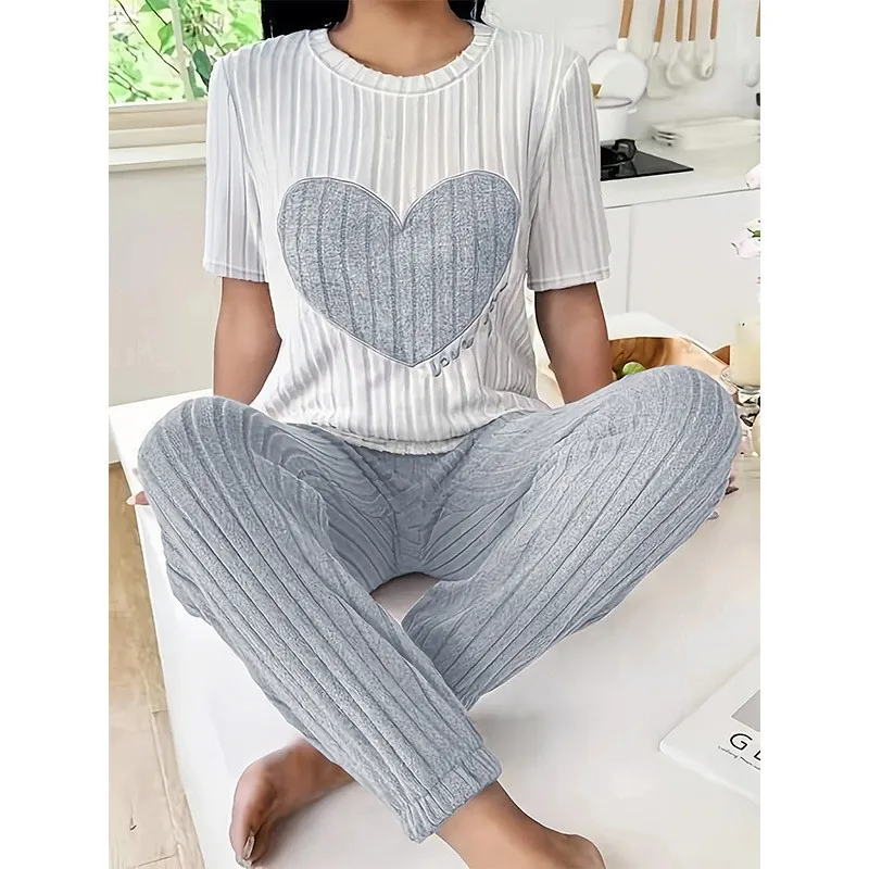 Heart Print Pajama Set
