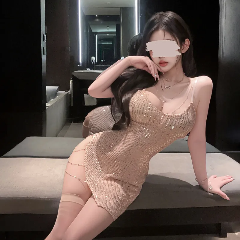 Sequin Chain Bodycon Mini Dress