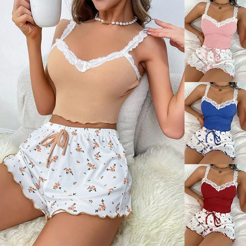 Lace Cami and Shorts Pajama Set