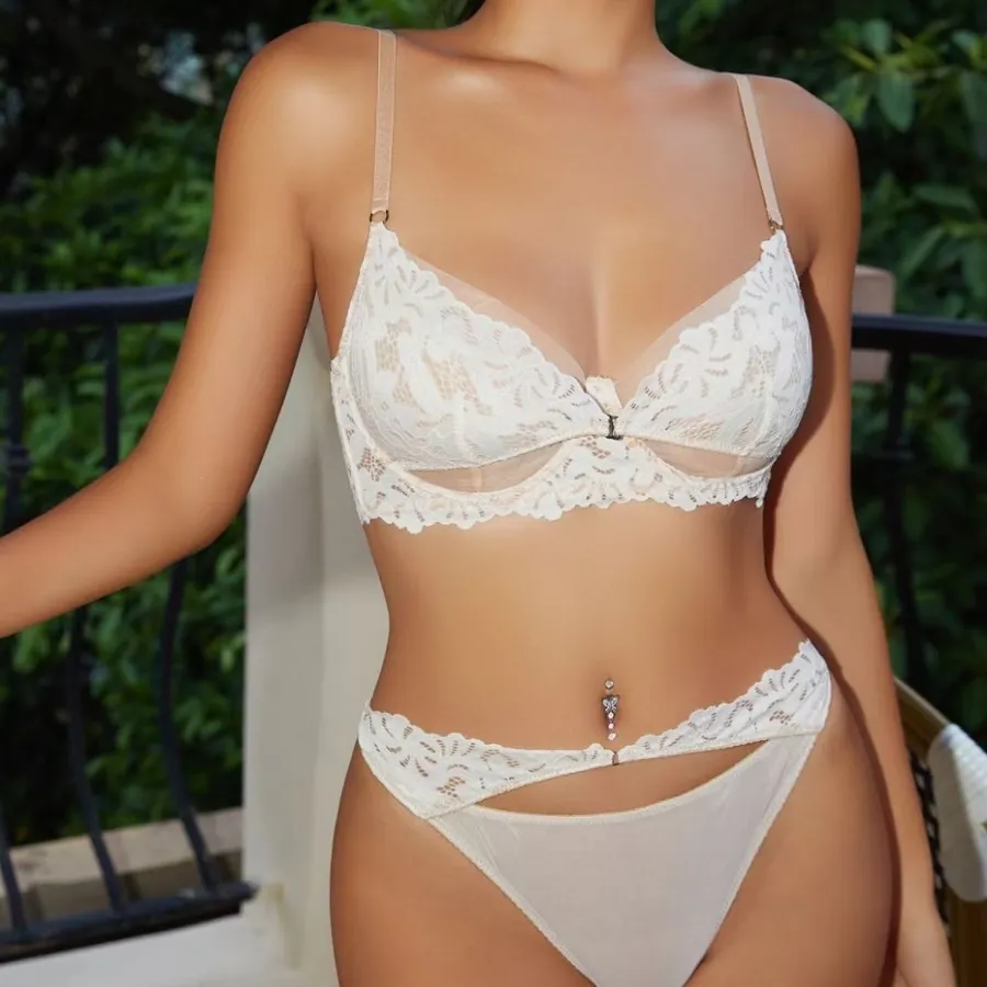 French Embroidered Lace Bra Set