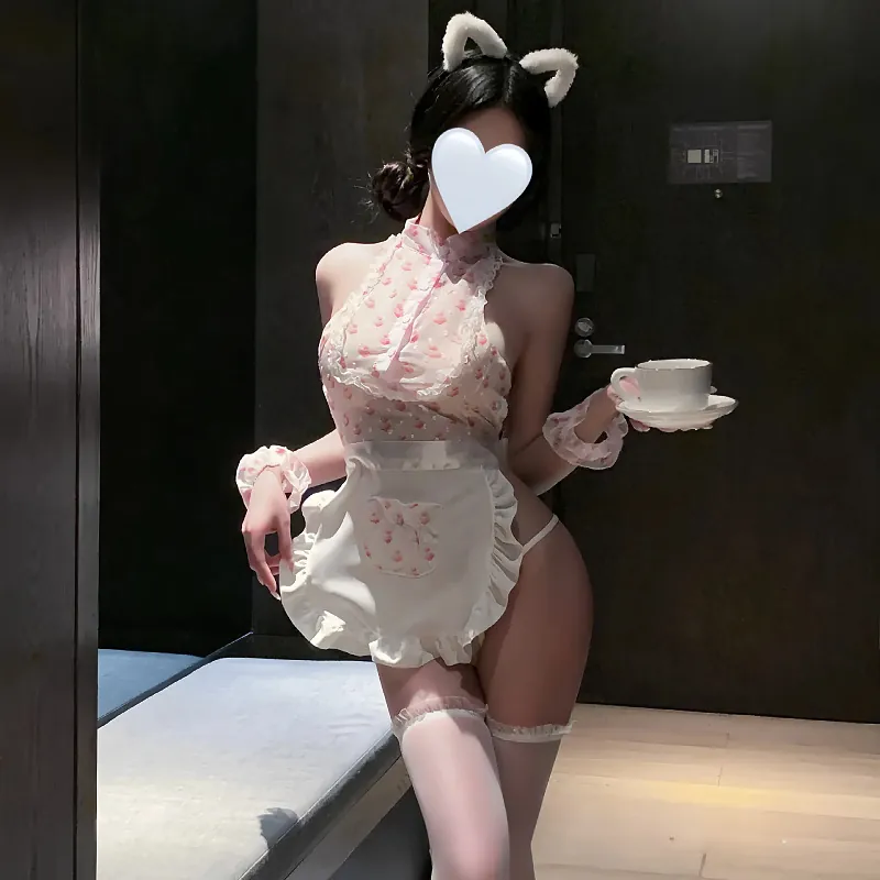 Cherry Print Apron Roleplay Costume