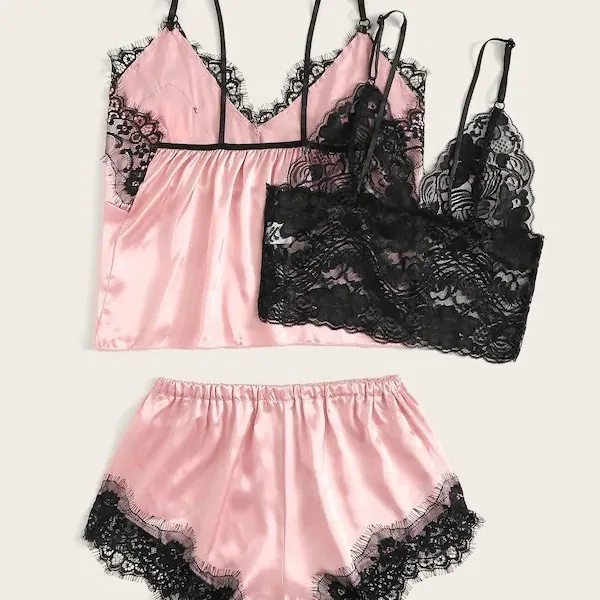 Sheer Lace Cami and Shorts Sleep Set
