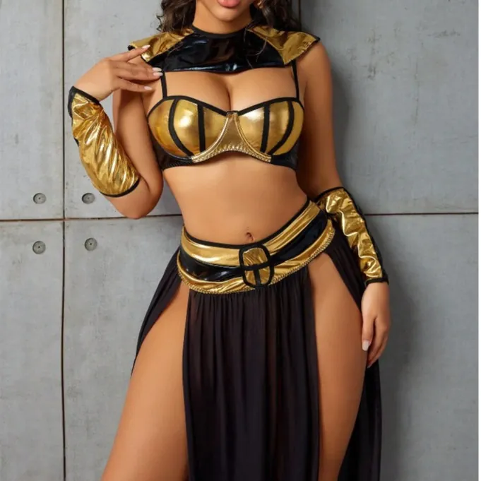 Sheer Cutout Side-Slit Long Dress Set