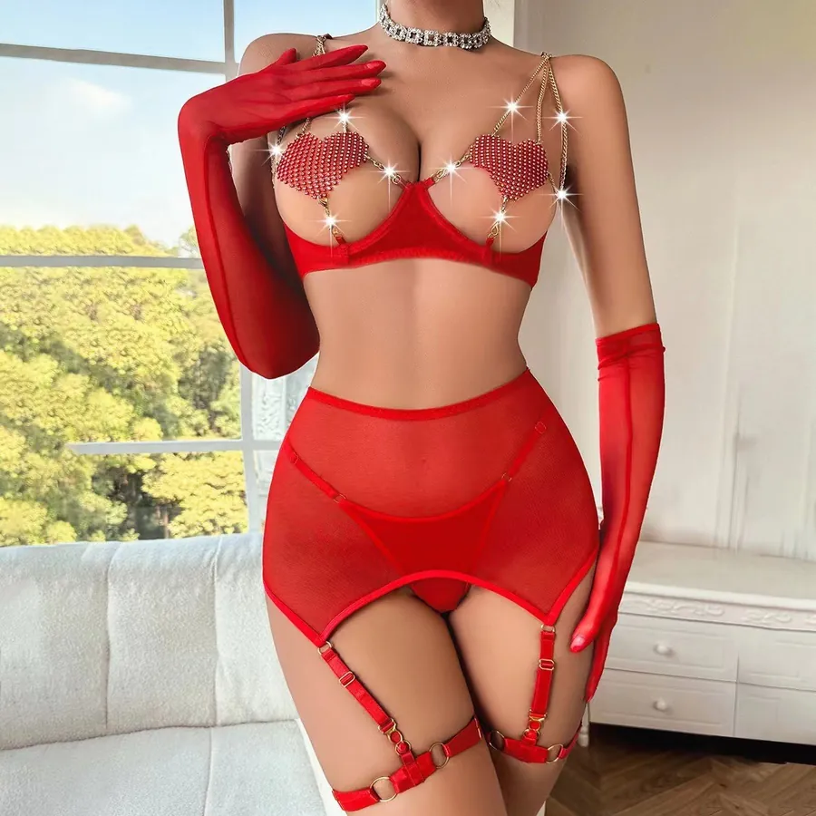 Heart Chain Mesh Set with Gloves
