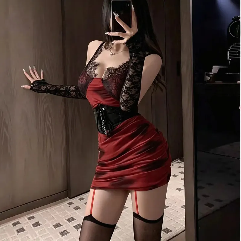 Lace Underbust Corset and Mini Skirt Set