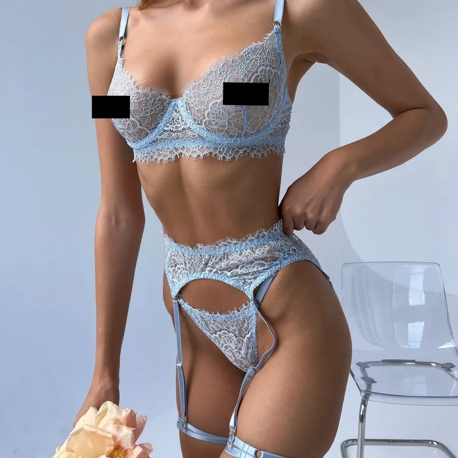 Lace Bra Garter Set with Thigh Rings