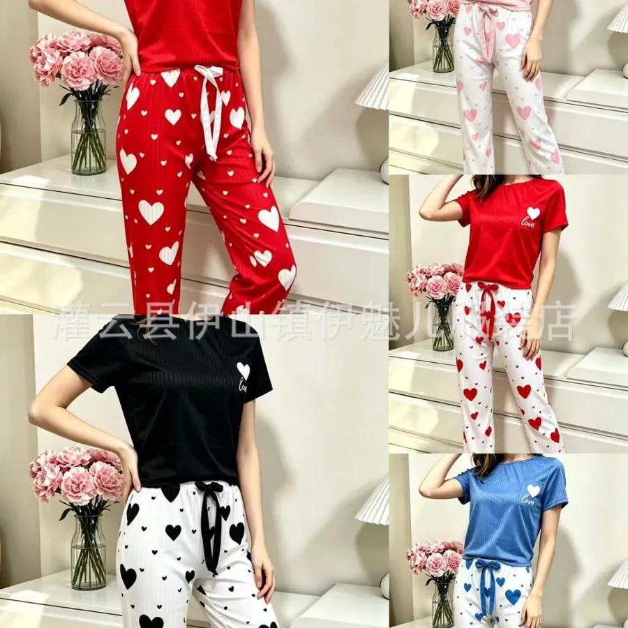 Printed Short Sleeve Pajama Set