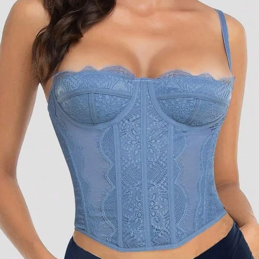 Lace Corset with Eyelash Trim