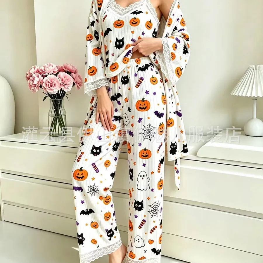 Faux Fur Three-Piece Pajama Set