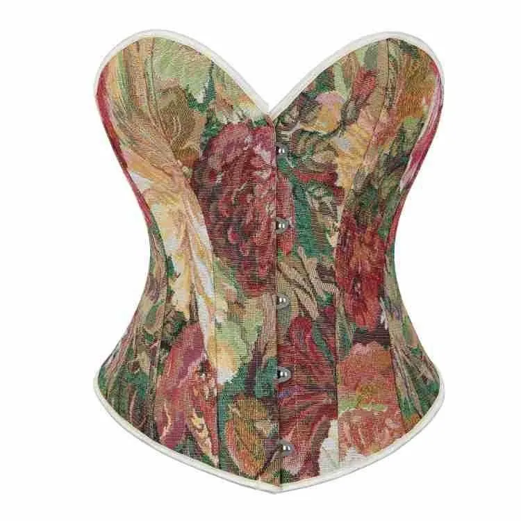 Floral Jacquard Strapless Corset