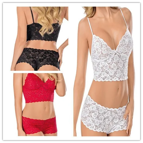 Plus-Size Lace Three-Piece Bra Set