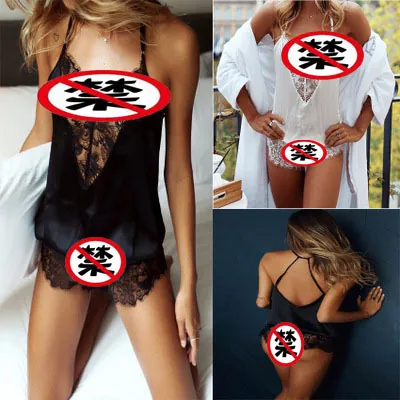 Deep V Lace Bodysuit Nightwear