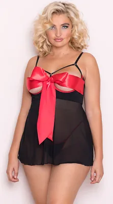 Sheer Mesh Nightdress with Bow Tie Back