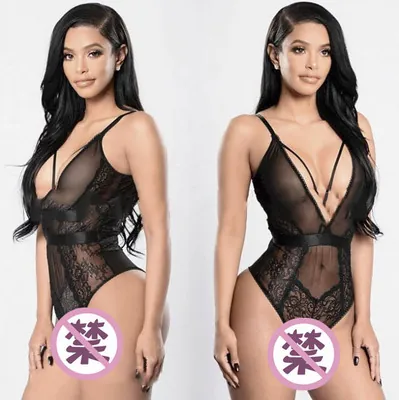 Plus Size Lace Mesh Halter Bodysuit