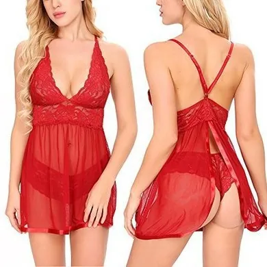 Sheer Lace Halter Nightdress