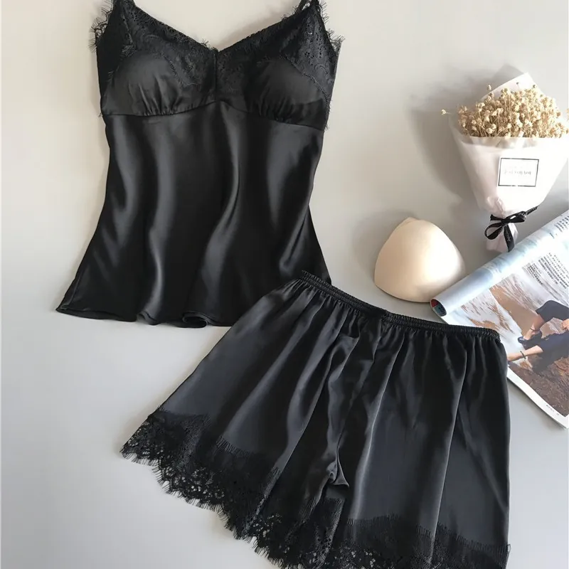 Black Cami Slip Dress Set