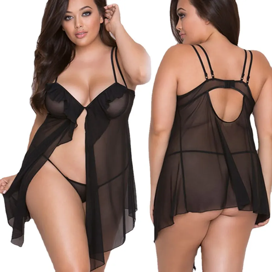 Plus Size Sheer Lace Nightdress