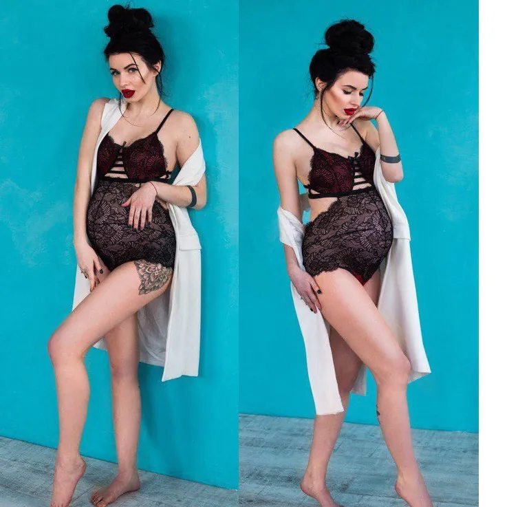 Lace Trim Shaping Bodysuit with Elastic