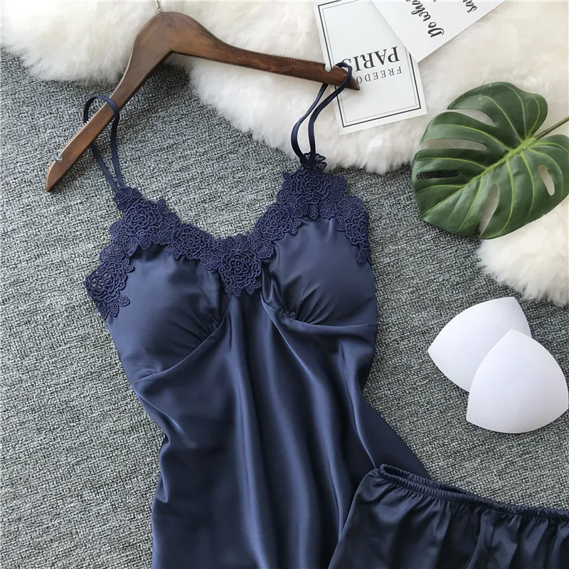 Lace Trim Cami and Shorts Set