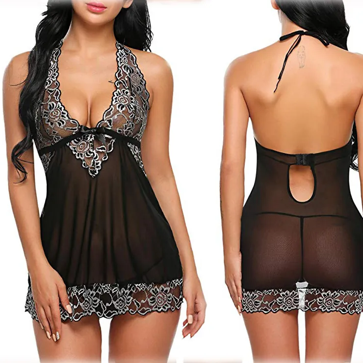 Halter Mesh Sheer Nightdress