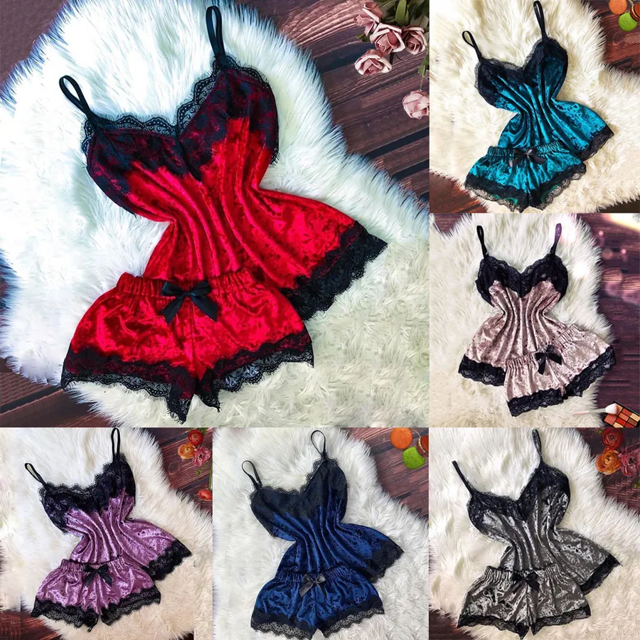 Lace-Trim Slip Dress Set