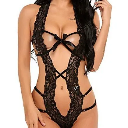 Cutout Strappy Bow Bodysuit Lingerie