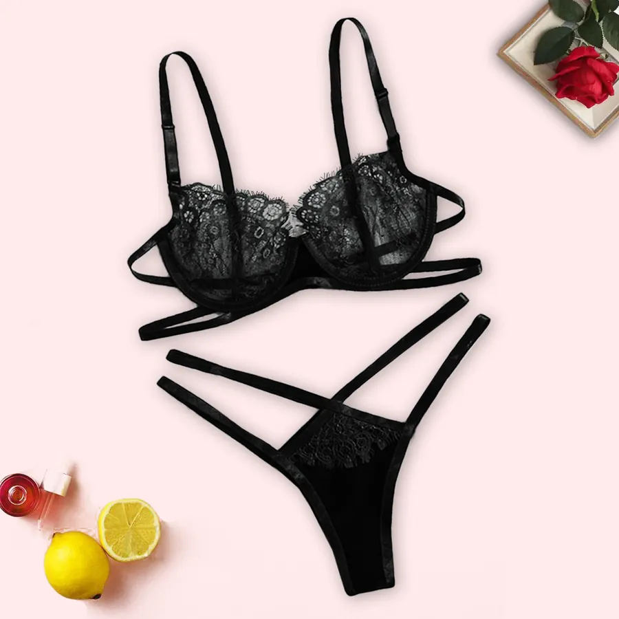 Cutout Three-Piece Lingerie Set