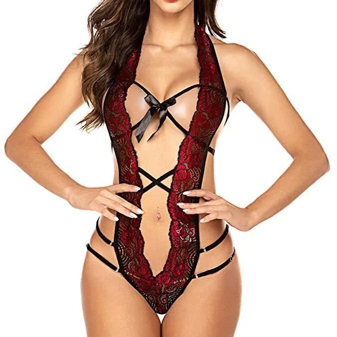 Lace-Up Backless Bodysuit