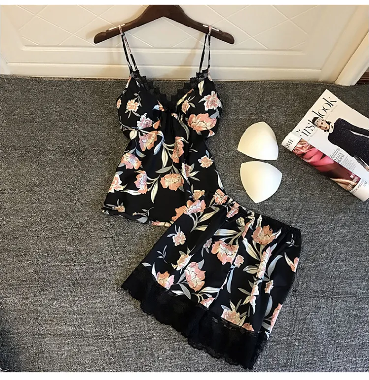Printed Satin Cami Pajama Set