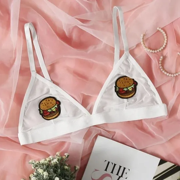 White Mesh Cutout Bra