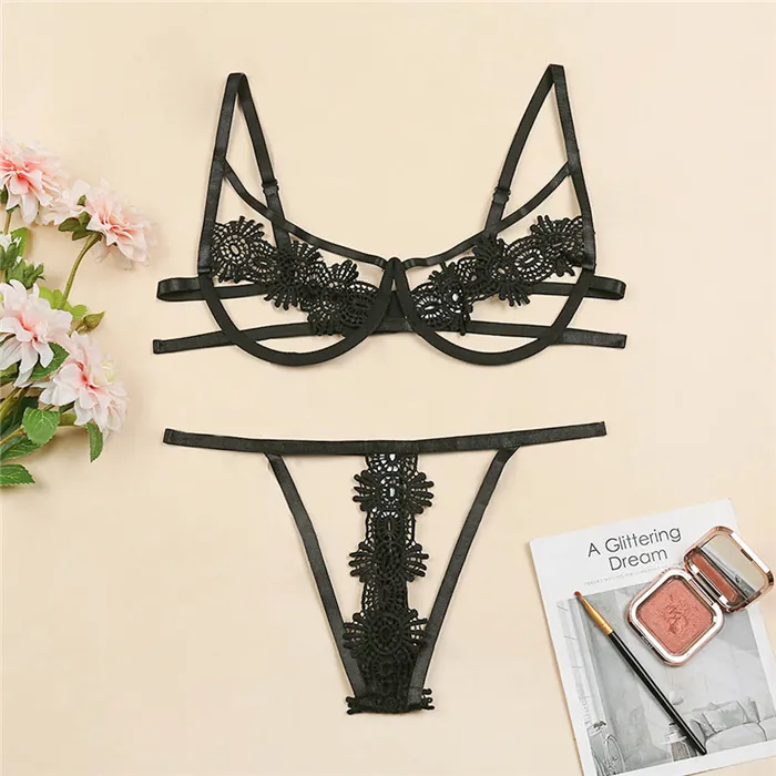 Cutout Sheer Lingerie Set