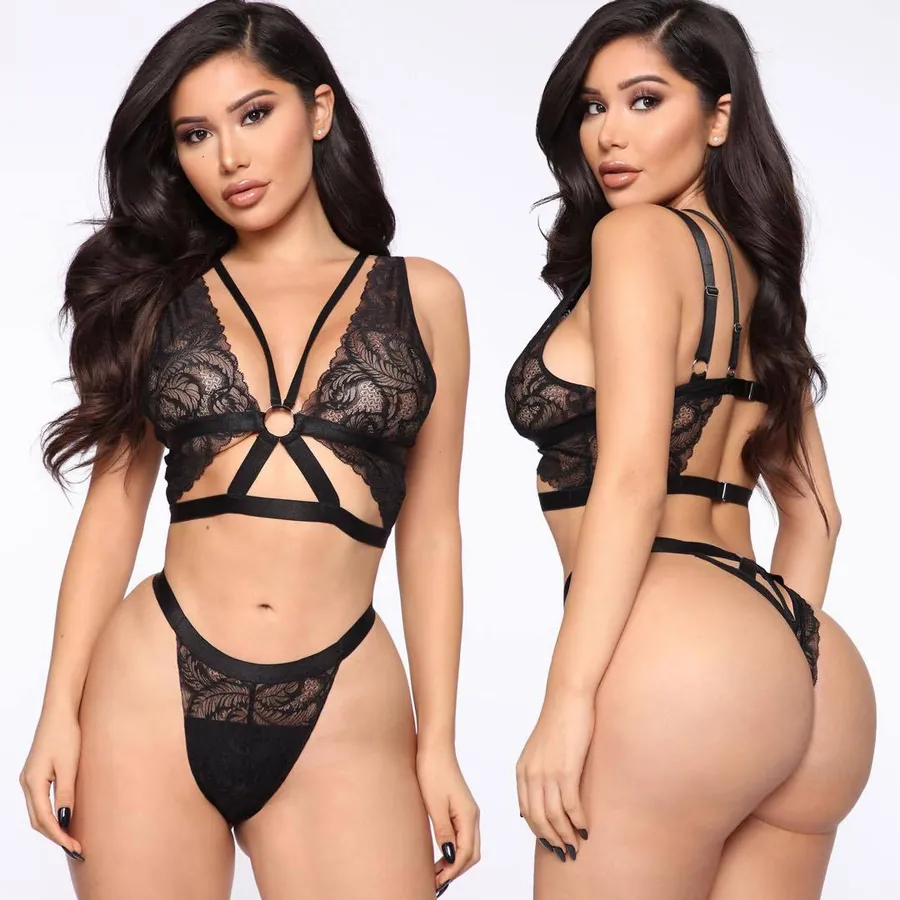 Cutout Three-Piece Bra Set