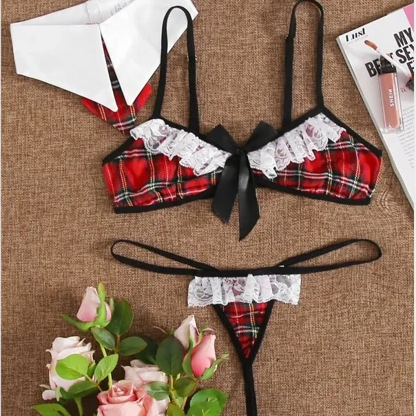 Bow Detail Three-Piece Lingerie Set