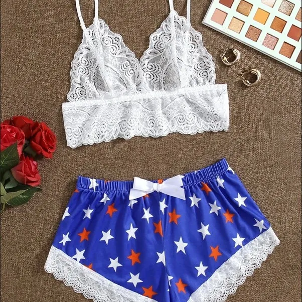 Two-Tone Star Cami and Shorts Set