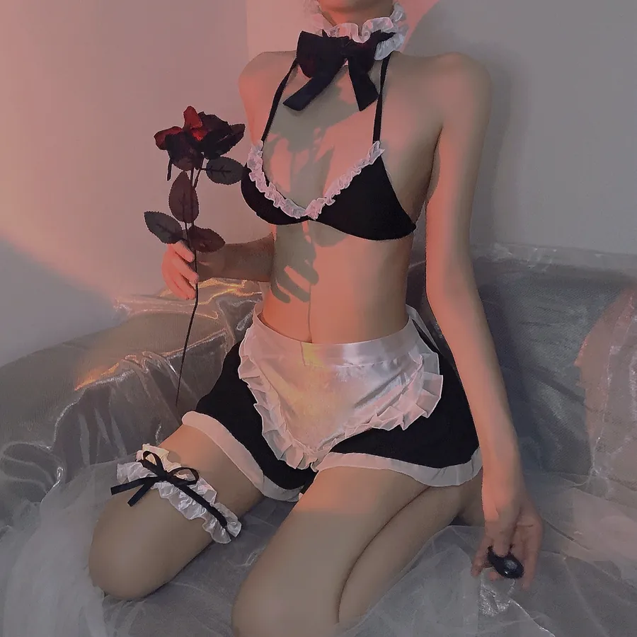 Lace maid roleplay costume set