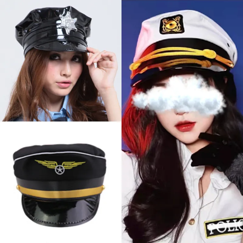 Police and Flight Attendant Costume Hat Set
