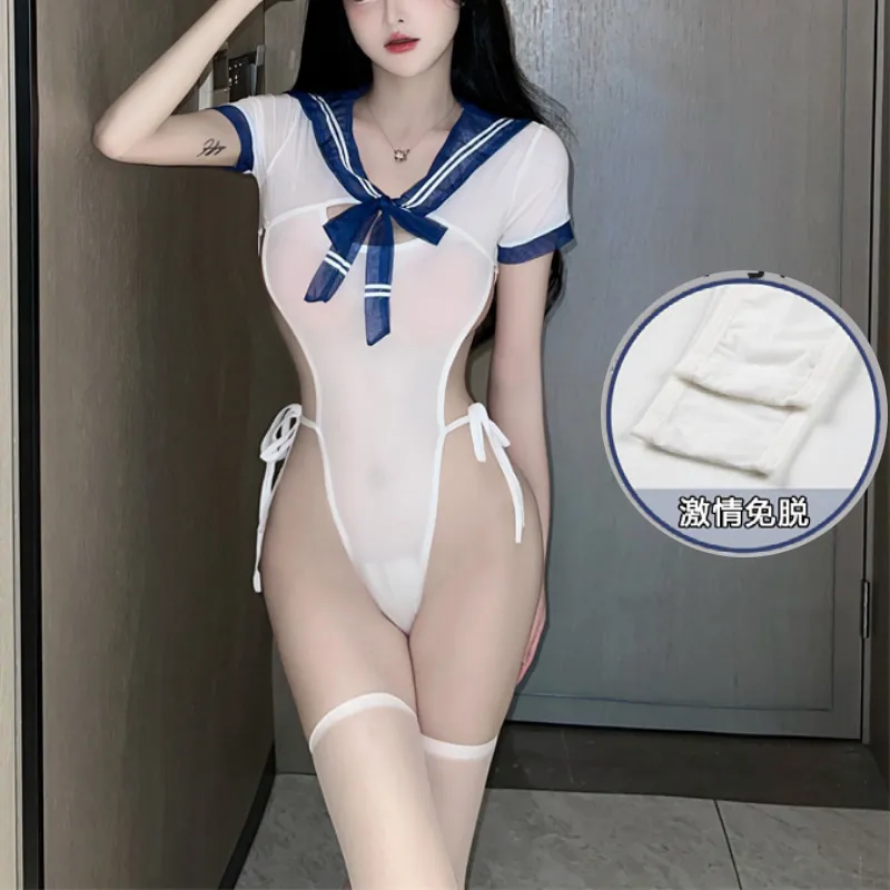 Sheer Cheerleader Style Bodysuit Costume