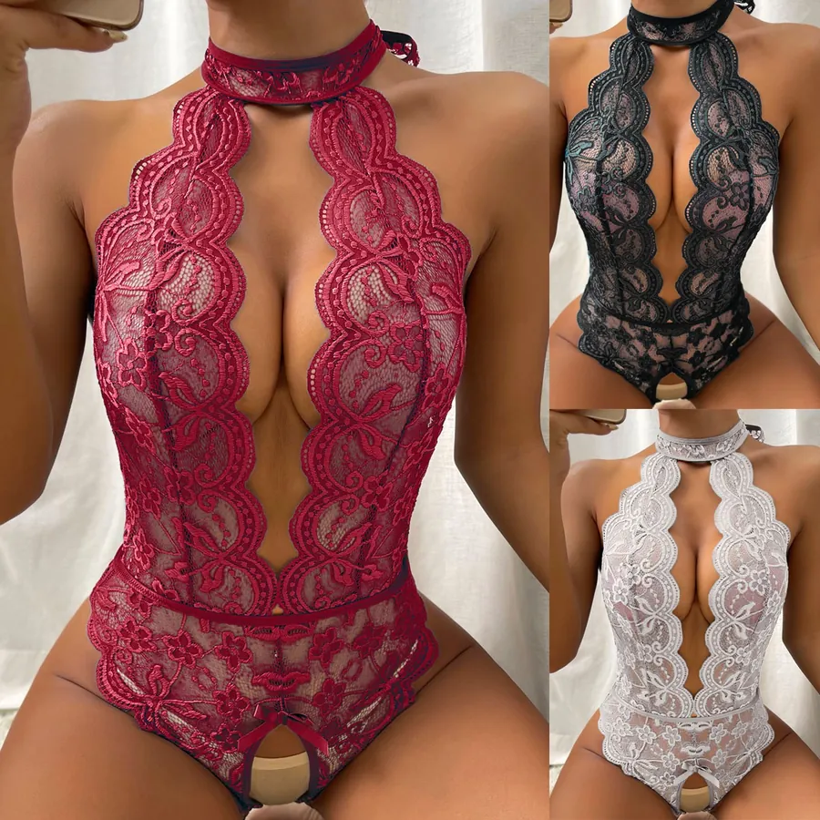 Sheer Lace Bodysuit Lingerie Set