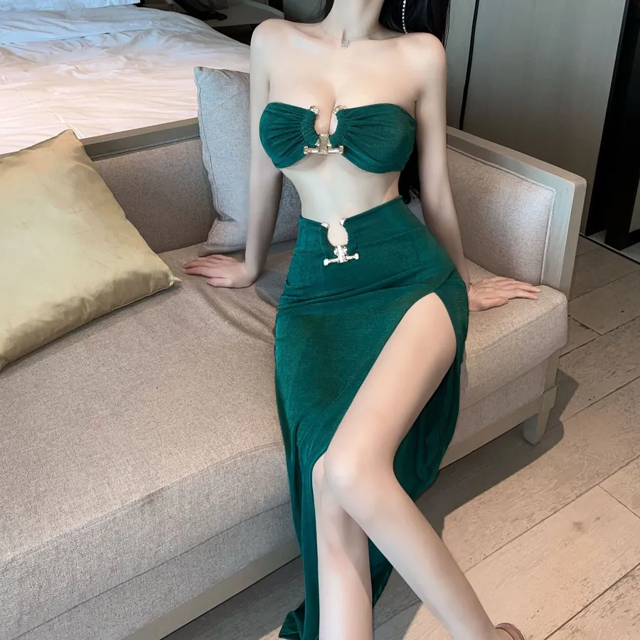 Dark Green Mermaid Long Dress Nightgown