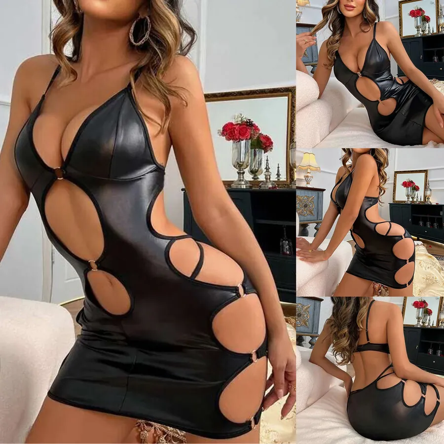 Faux Leather Cutout Cami Dress Set