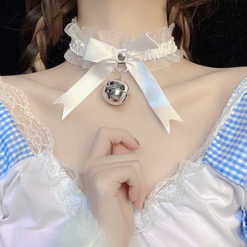 Lace choker with bell pendant