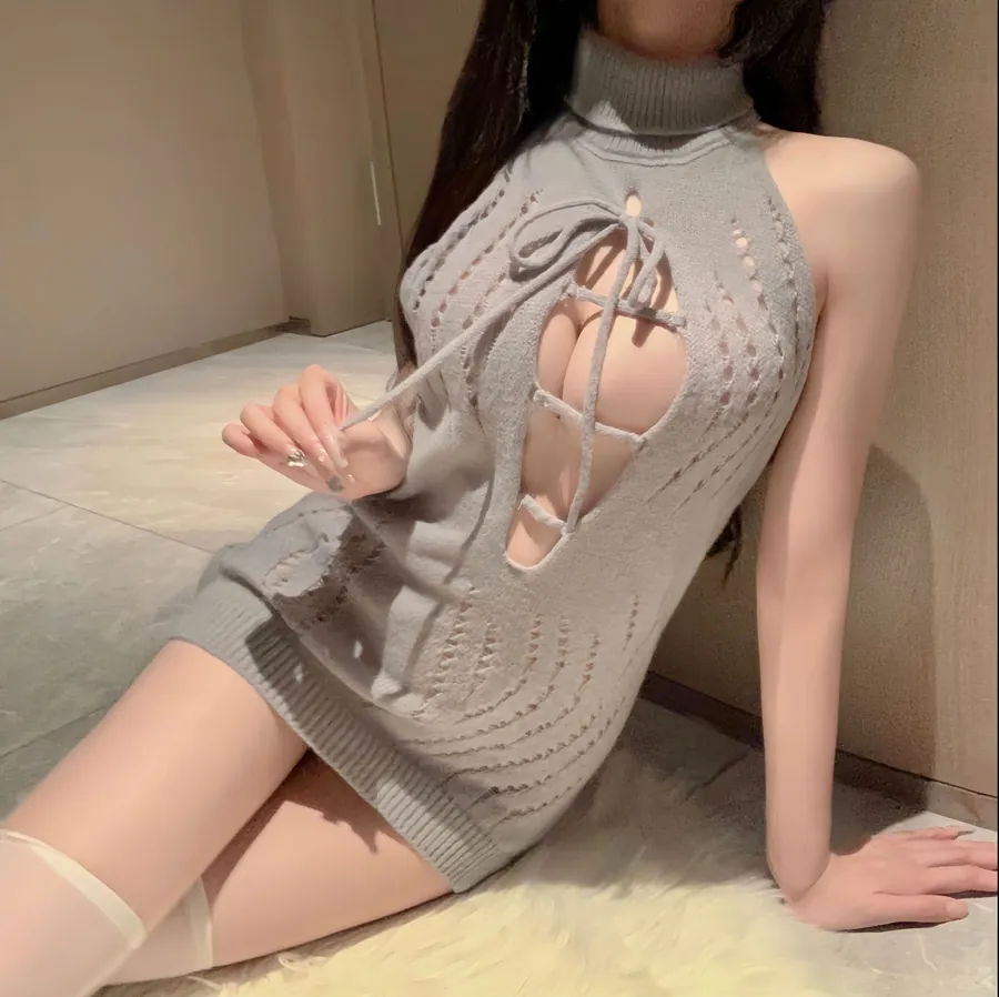 Gray Cutout Backless Bodysuit