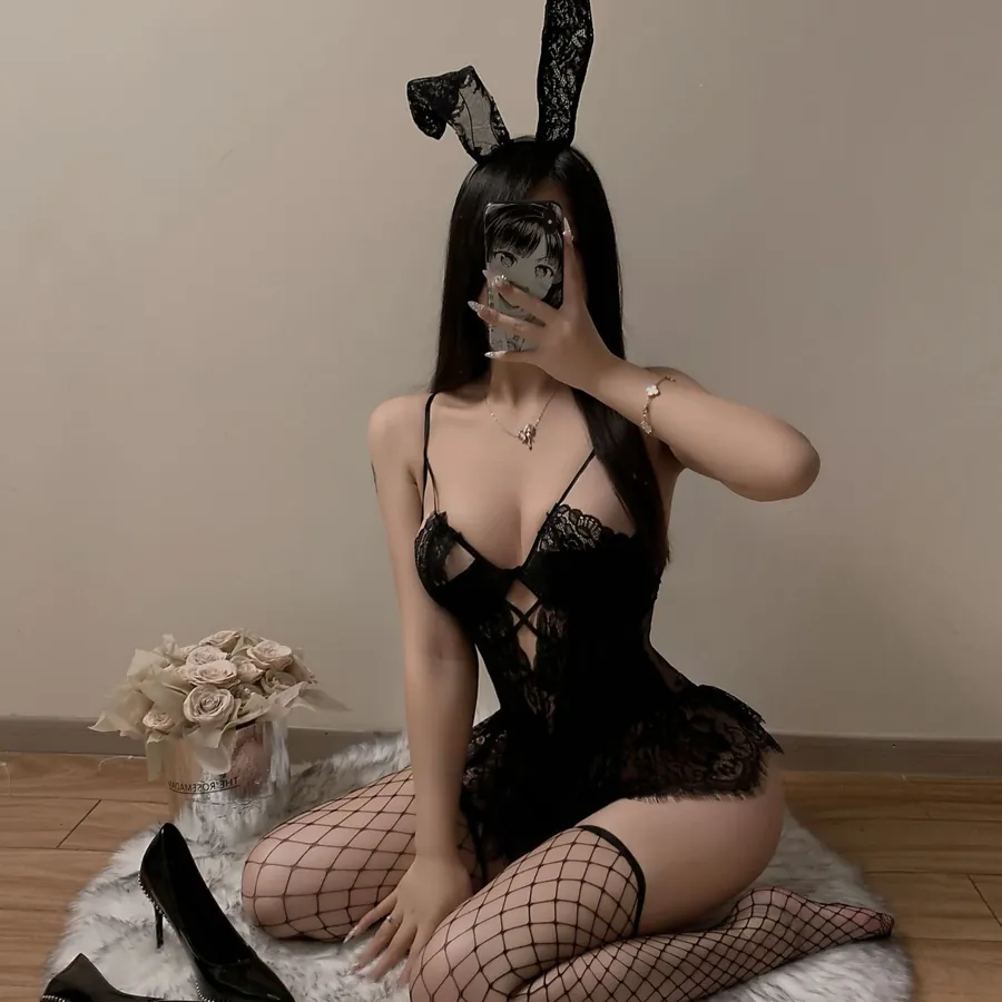 Lace Cutout Bunny Bodysuit