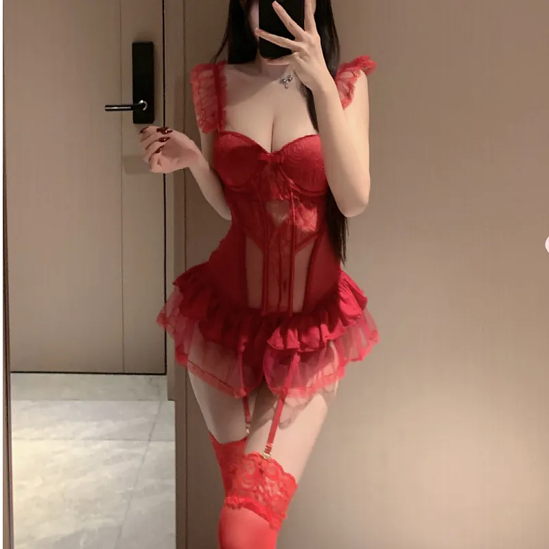 Lace Sheer Push-Up Cami Sleepwear Set