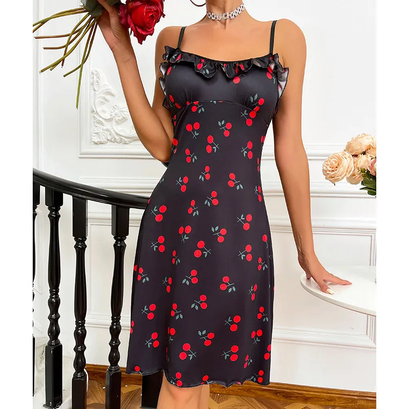 Satin Cherry Cami Nightdress