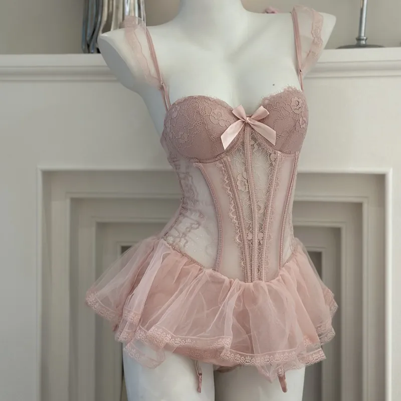 Mesh Padded Corset and Tutu Skirt Set