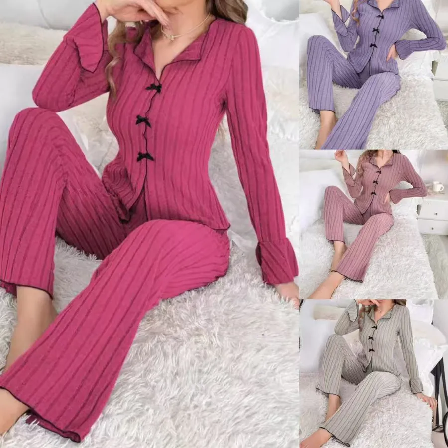 Long-Sleeve Lapel Pajama Set