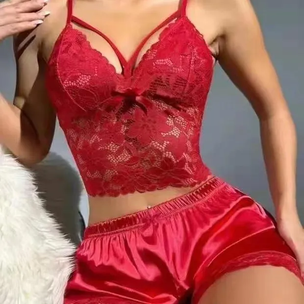 Lace Cami and Shorts Pajama Set