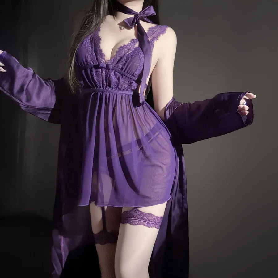 Lace Slip Dress in Plum Purple