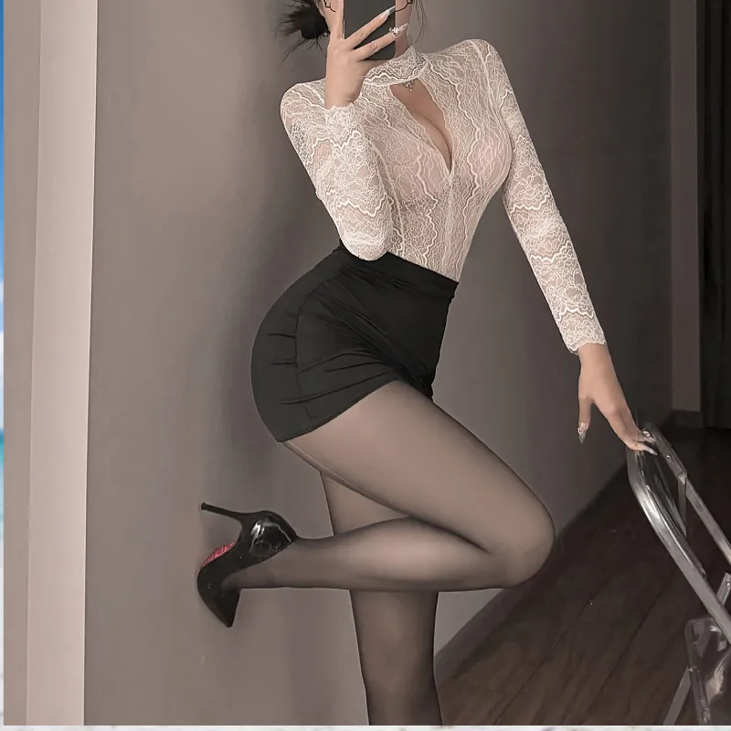 Lace Sheer Secretary Costume Set